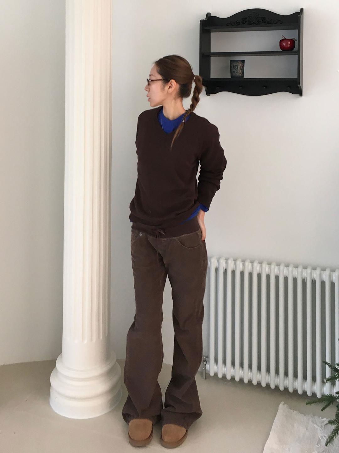 웨이 카치온 로우 부츠컷 팬츠 (Brown)