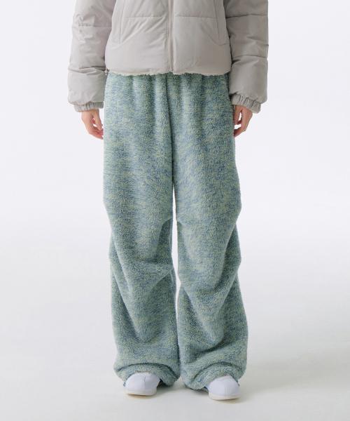 우먼즈 샤기 플리스 와이드 라운지 팬츠 [라이트 블루]