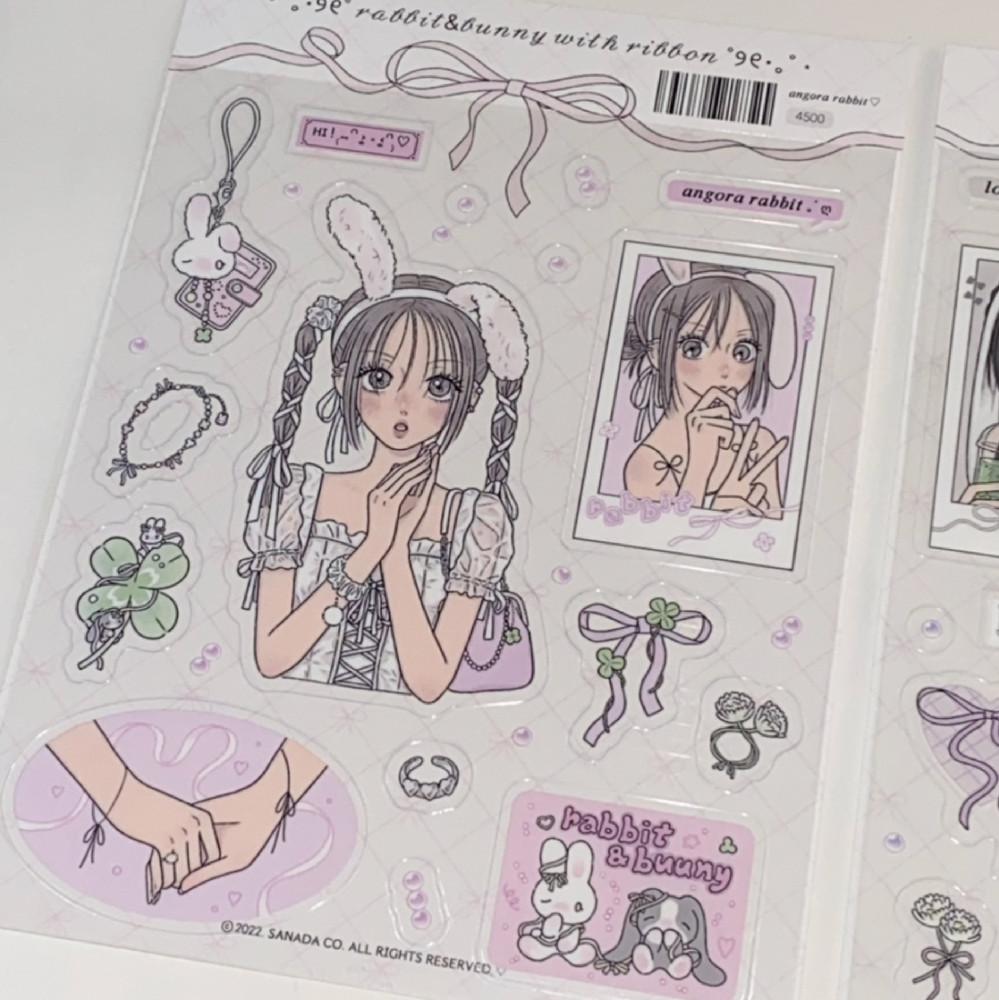 사나다 앙고라래빗(리본) 클리어 칼선스티커