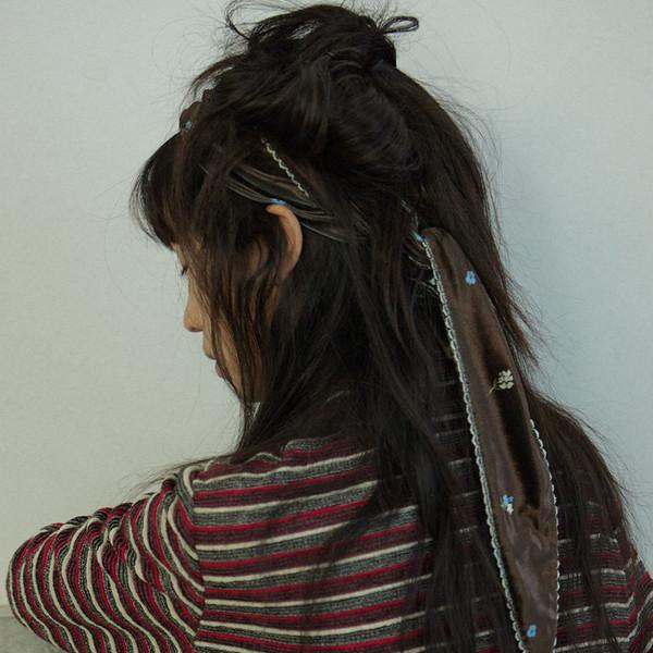 Wave edge velvet twilly_Brown