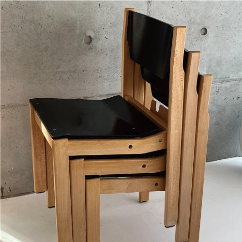 dutch wood stacking chair (black&wood)