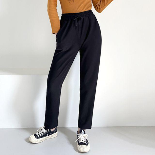 [당일출고/기본템] 스트링 코튼 일자 팬츠