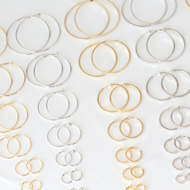 주얼리에이치 [당일출고/7size/1+1할인] 링 귀찌 볼드 꽈배기 기본 귀안뚫는 귀걸이 이어커프