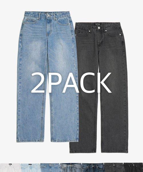[2PACK] 와이드 데님 팬츠