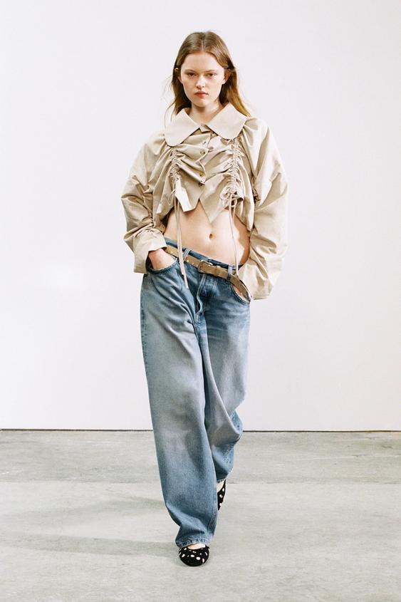 러플 디테일 쇼트 트렌치 재킷