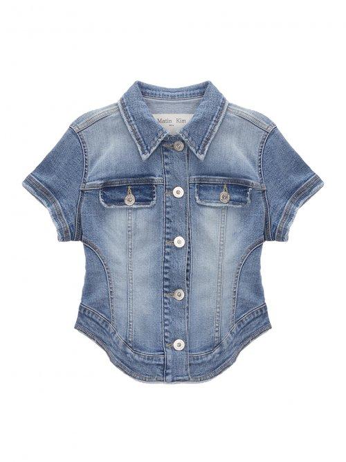 DENIM CROP SHIRKET IN BLUE