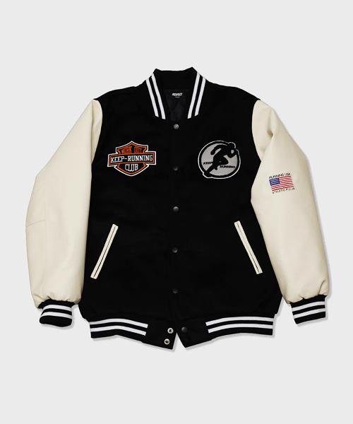 work out keep running varsity jacket (black)