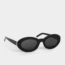 생로랑 로고 오벌 프레임 선글라스 SL M136 001 블랙 52