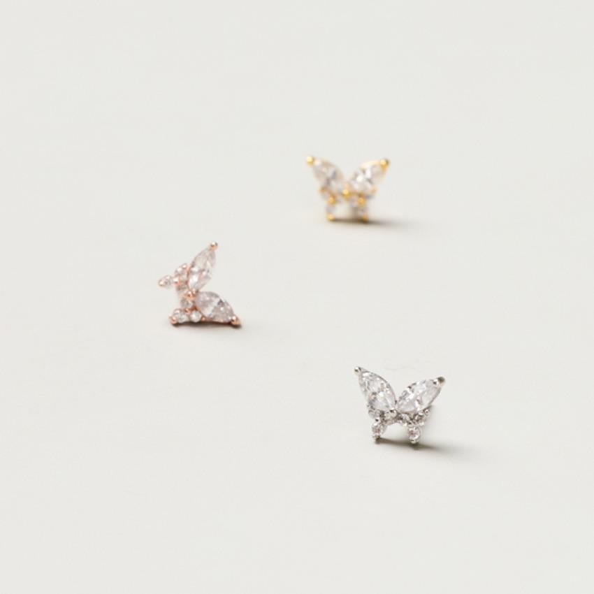 [당일] 써지컬스틸 데일리 크리스탈 큐빅 나비 피어싱