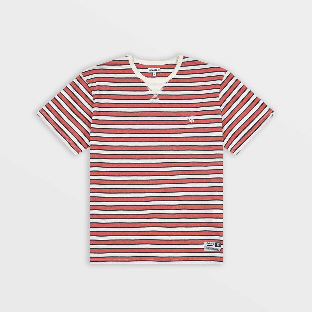 Roux Base School Eat The Pizza Stripe Tee (Ivory/Burgundy)