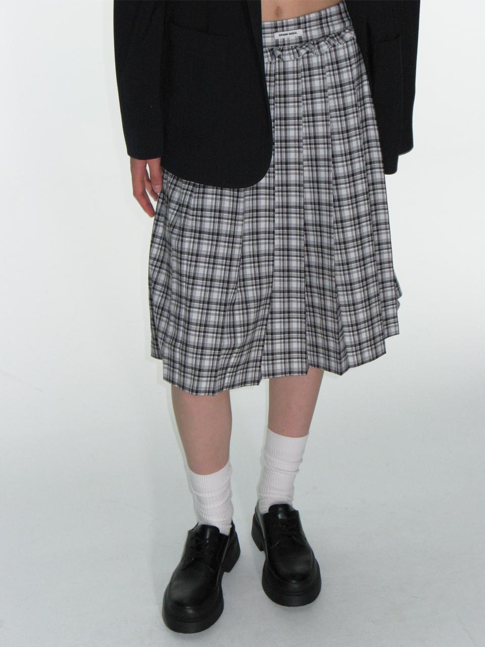 [Release10/8] CHECK FRILL MIDI SKIRT_WHITE