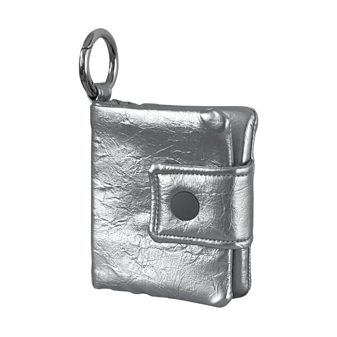 [Artificial Leather] 미니 버튼 에어팟 파우치 Mini Button Pouch (SILVER)