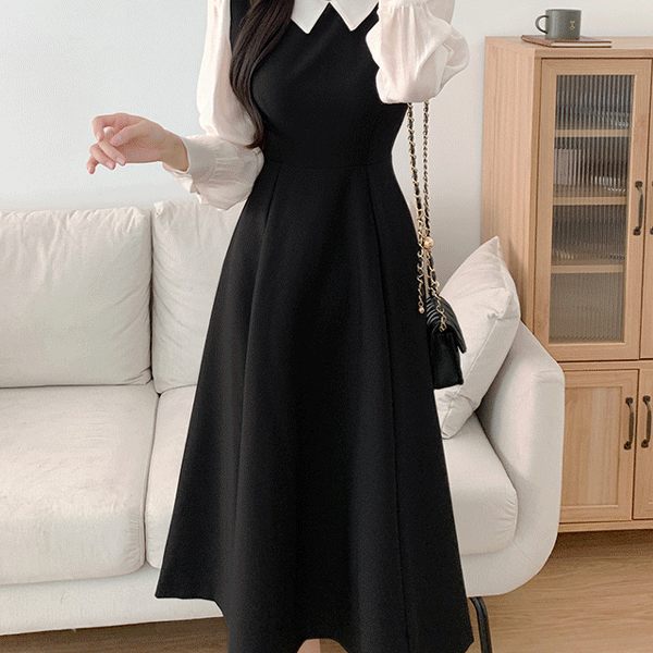 [고퀄리티] 버클리 블라우스 레이어드 하객 오피스 원피스 (가을/겨울/격식룩/상견례룩)