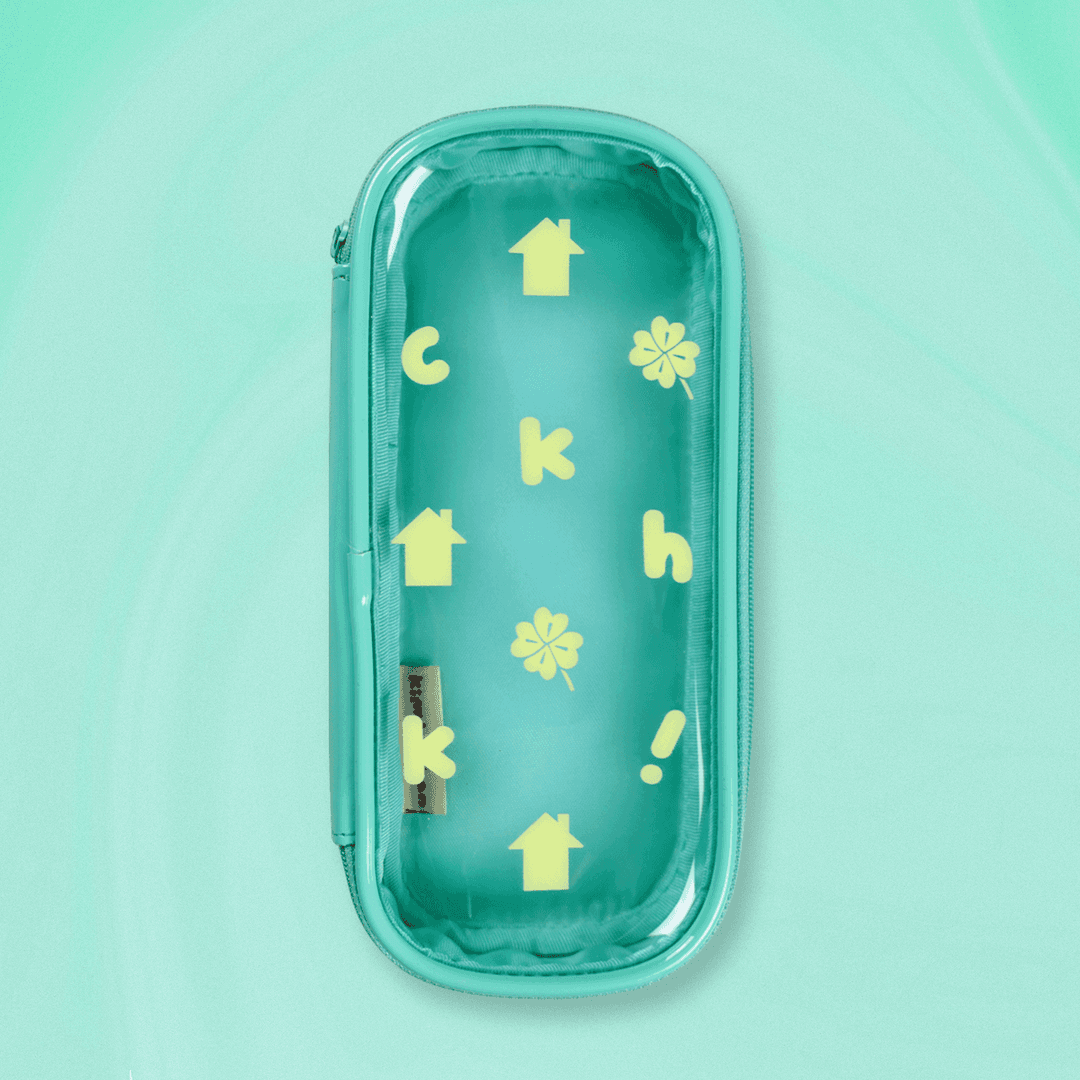 LUCKY HOME PATTERN PENCIL POUCH - MINT