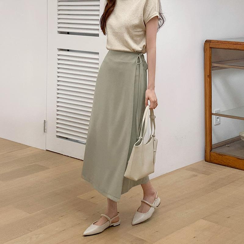 [랩스커트] 오늘출발 #MADE [tsk0435] 비안나 밴딩 랩 롱스커트(리본스커트, A라인롱스커트,랩스커트,밴딩스커트,여름하객룩,휴양지룩)