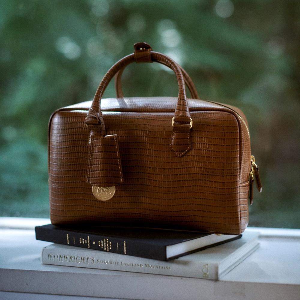 Audrey Classic Square Bag_Lizard Brown