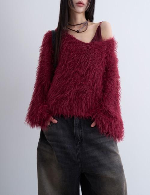fur loose neck knit