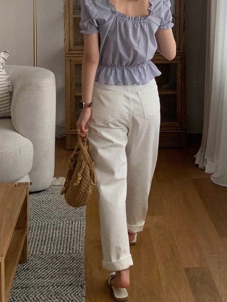 [지연시7일소요/롱팬츠,화이트팬츠] 클래식 와이드 크림 팬츠