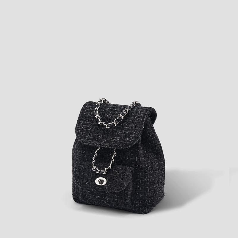 Tweed Chain BackPack | Black