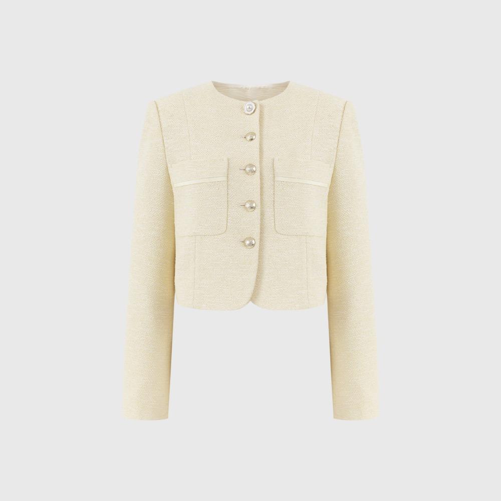 모스 트위드 크롭 자켓_라이트 엘로우 / MOSS TWEED CROP JACKET_LIGHT YELLOW