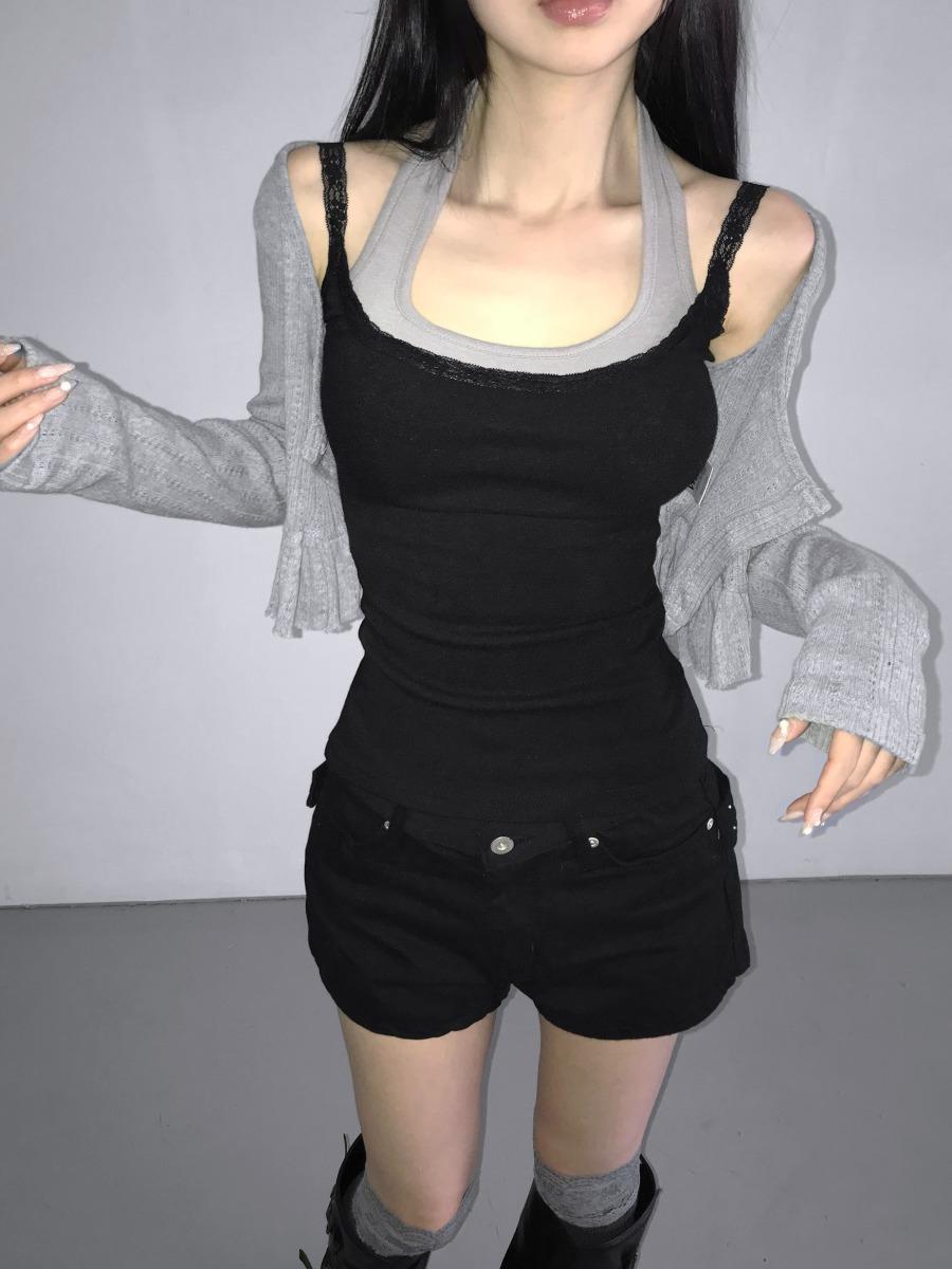 butterfly halter lace top (3 color)