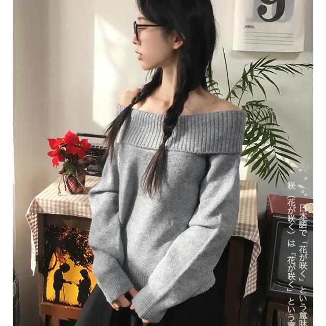 [도톰🩶] 베이직 오프숄더 루즈핏 니트
