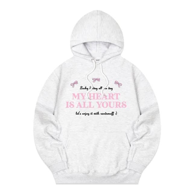 [🎀인기][당일출고][MY HEART RIBBON] 마이하트리본 후드티 (멜란지*핑크*)