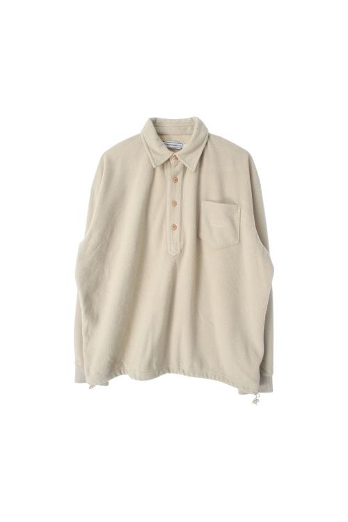 라퍼지스토어 (Man - L) 폴리 자수 로고 반버튼 긴팔 플리스 티셔츠