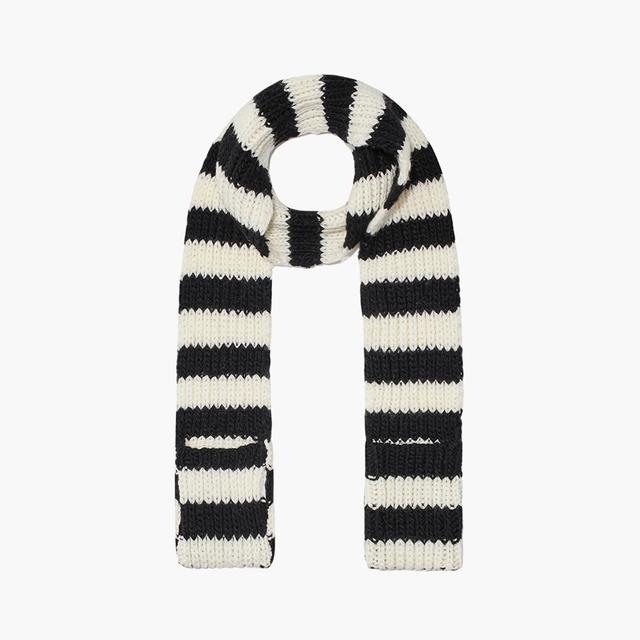 더오픈프로덕트 STRIPE POCKET SCARF, BLACK IVORY - 위시버킷