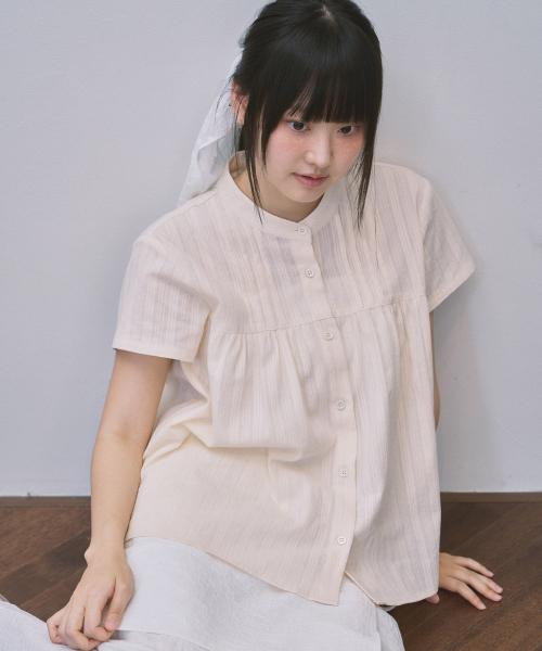 ke201-Shirring Blouse Rosy