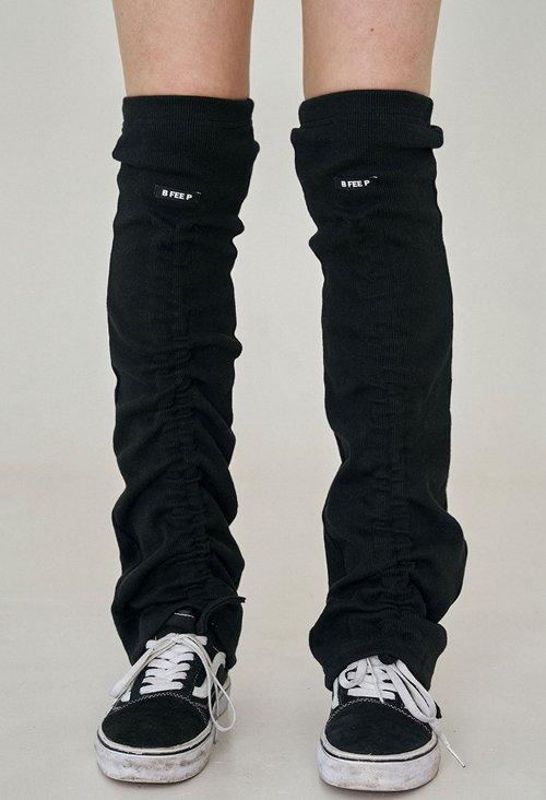 shirring leg warmer_black