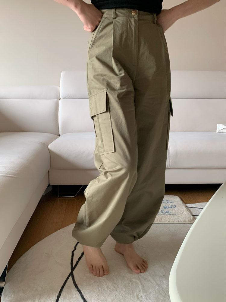 string wide cargo pants, 스트링 와이드 핀턱 조거 카고 건빵바지 2col