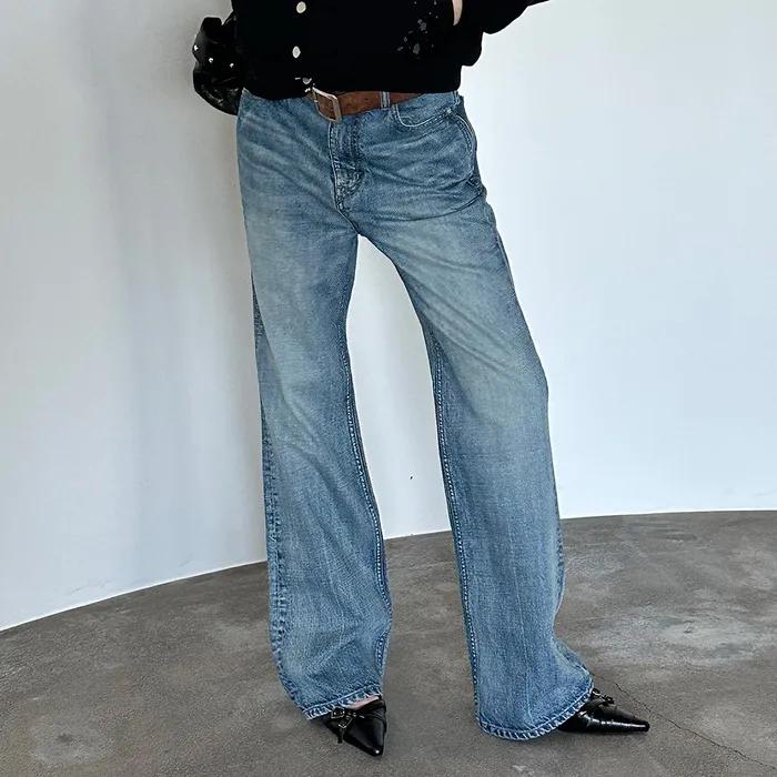 STRAIGHT DENIM PANTS IN BLUE