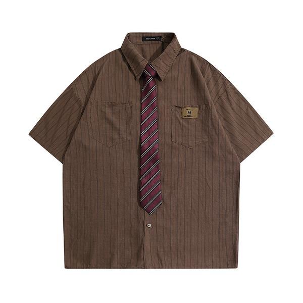 [당일발송/주문폭주] 가바바  남녀공용 셔츠 영국 스타일 카라 타이 반팔 셔츠 G77228