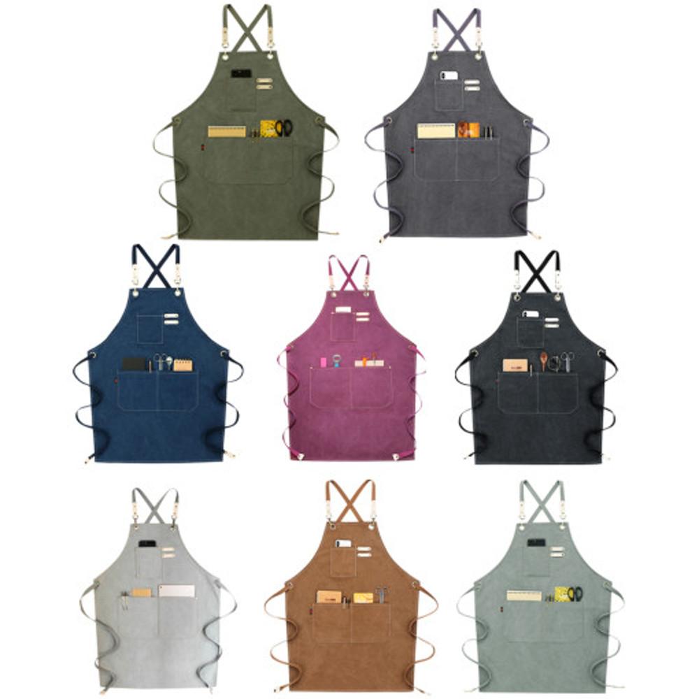 빅사이즈 캔버스 방수 자수 나염 앞치마 바리스타 데님 카페 공방 네일샵