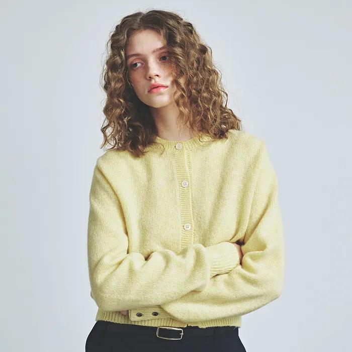 (W) 쉐기독 울 100% 라운드 가디건 YELLOW
