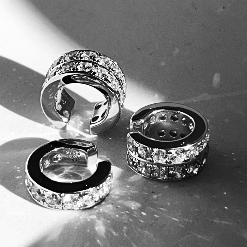 [위프레리] 2컬러 실버 5A 포인트 볼륨 이어커프, Silver 5A Point Volume Ear Cuff