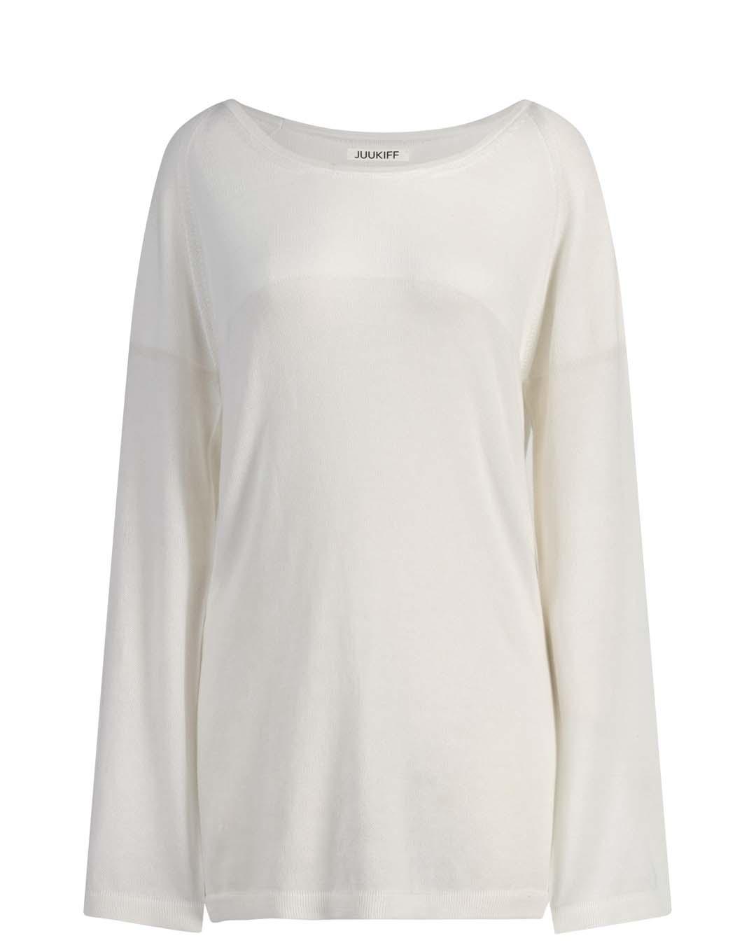 LONG SLEEVE SHEER TOP / SKIRT IN PIMA COTTON / WHITE