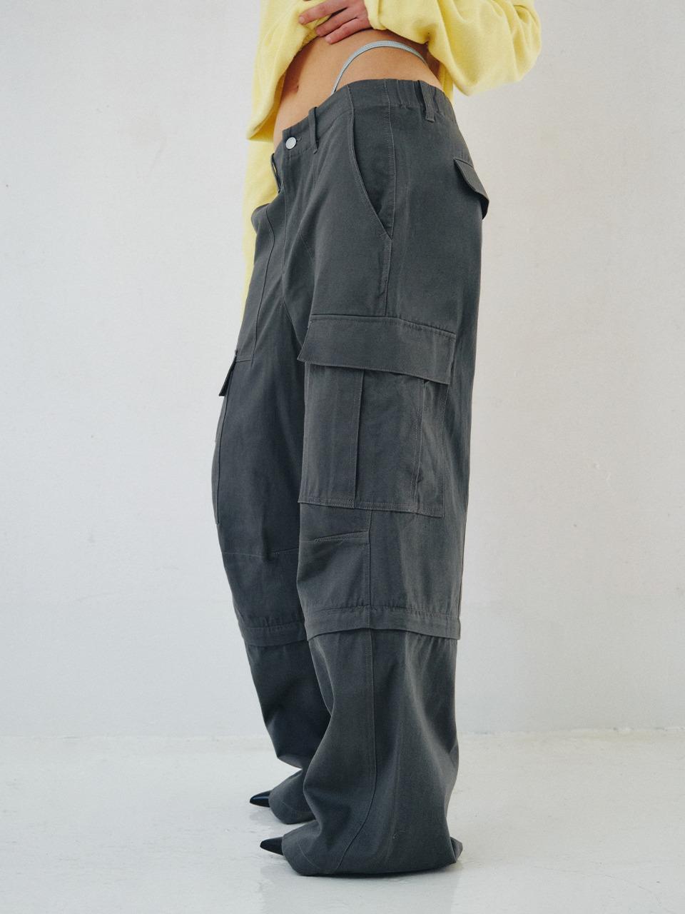[PLZPROJECT]2-WAY CONVERTIBLE PANTS, CHARCOAL
