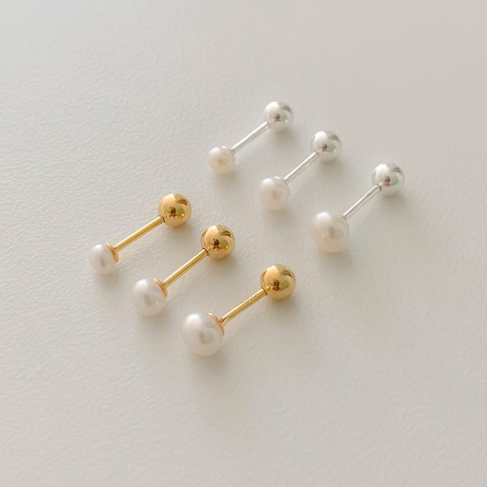 (실버925) 이너 귓바퀴 레이어드 초 미니 담수 진주 피어싱