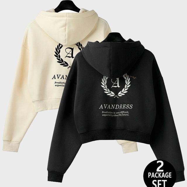 [1+1] 월계수 자수 크롭 후드