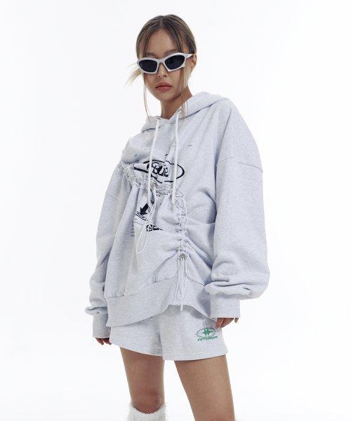 24 웨이아웃 스트링 후드 논기모 화이트멜란지