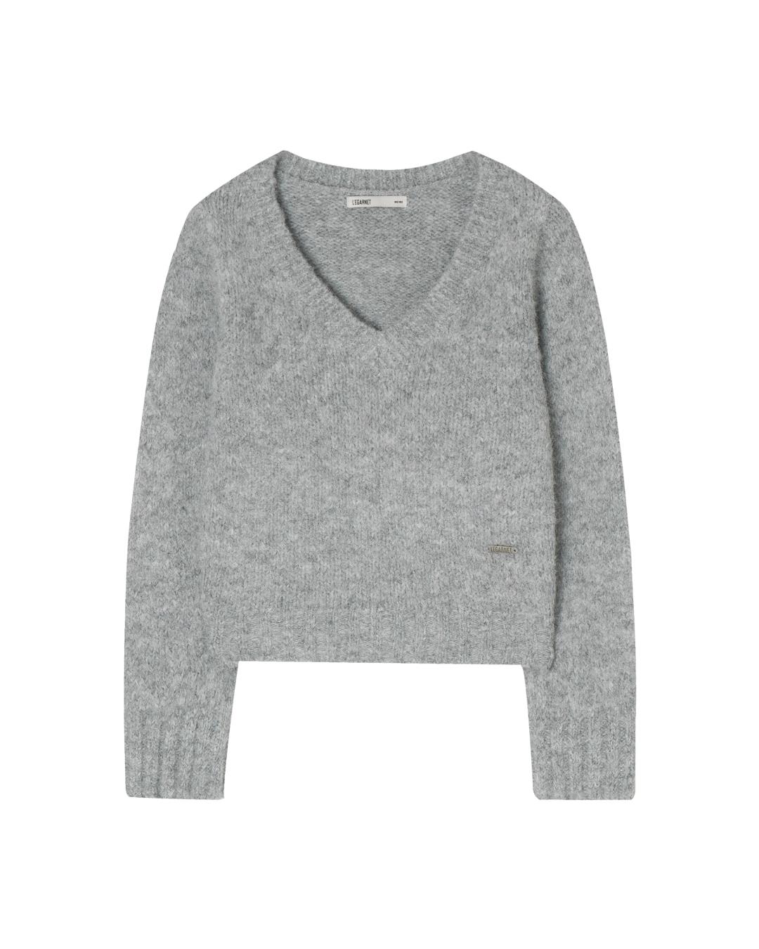 WINTER V-NECK WOOL KNIT_CLOUD GRAY