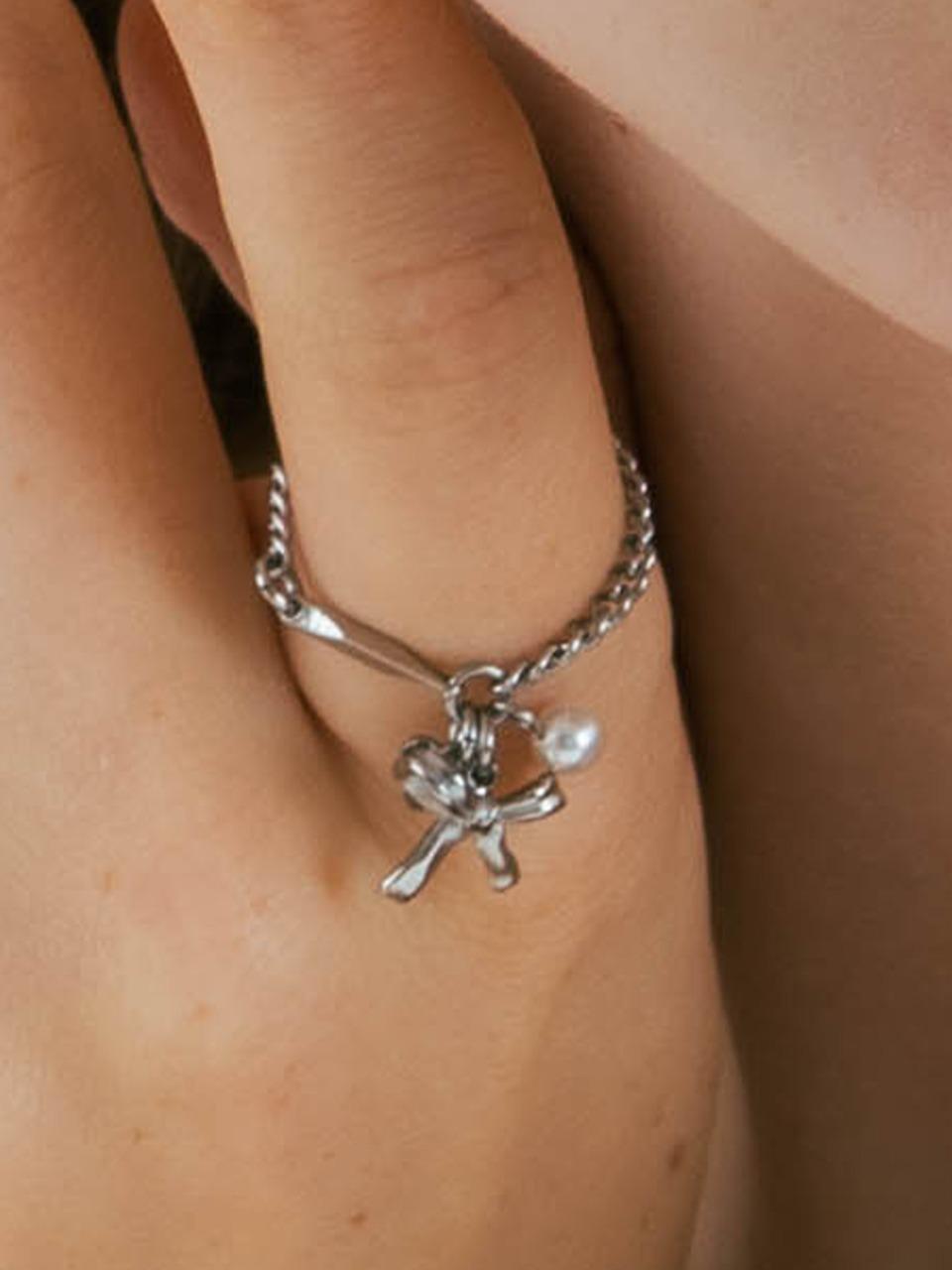 스몰 리본 체인 반지_PM24R001WT