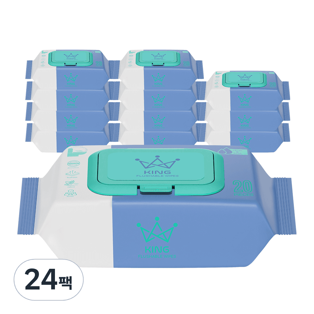 킹물티슈 소프트 터치 저자극 비데물티슈 캡형, 60g, 20매, 24개 - 비데티슈 | 쿠팡