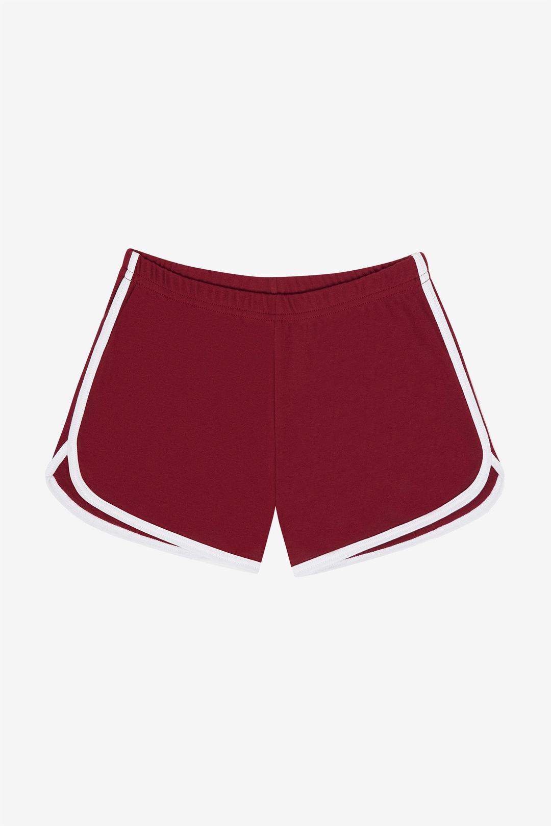 73001 - Interlock Running Shorts - Cranberry / White Pipe / XS