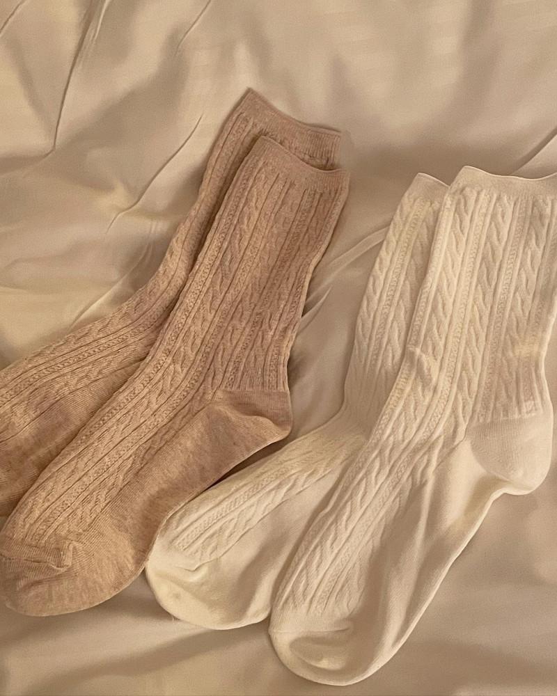 도비 여성 여자 가을 겨울 패션 꽈배기 골지 무지 예쁜 구두 긴 중목 양말