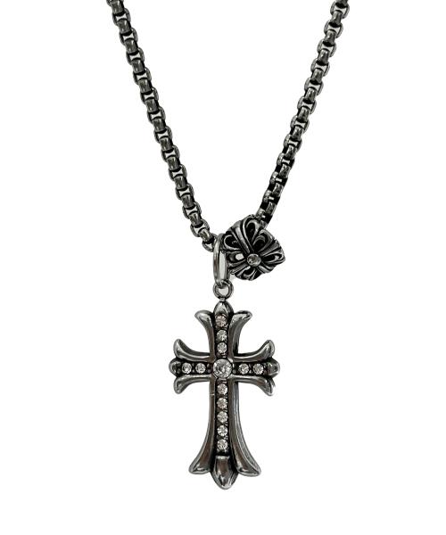 Cross Spacer Vintage Surgical Steel Necklace ((Steel))
