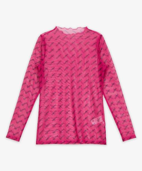 WOMENS MONOGRAM MESH LONG SLEEVE PINK
