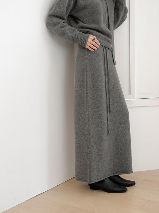 오린 스트링 니트 스커트[gray]